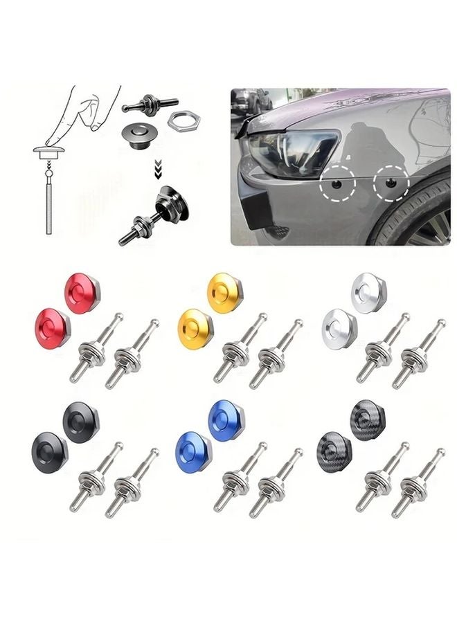 Carbon Fiber Pattern Car Hood Quick Release Latch Lock Kit 2pcs - Image 1